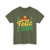 Feliz 5 de Mayo Mexico Celebration T-Shirt - Military Green