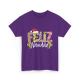 Feliz Navidad Cactus Christmas T-Shirt - Purple