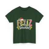 Feliz Navidad Cactus Christmas T-Shirt - Forest Green