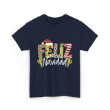 Feliz Navidad Cactus Christmas T-Shirt - Navy