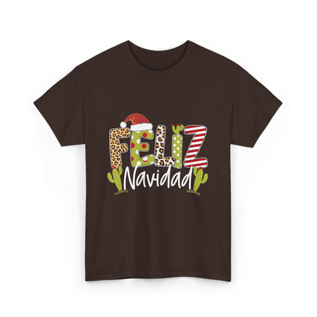 Feliz Navidad Cactus Christmas T-Shirt - Dark Chocolate