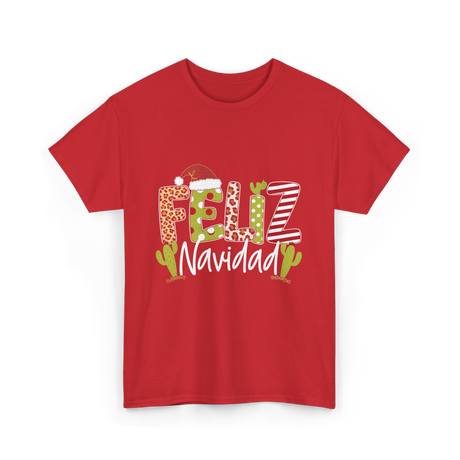 Feliz Navidad Cactus Christmas T-Shirt - Red