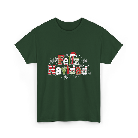 Feliz Navidad Christmas Celebration T-Shirt - Forest Green