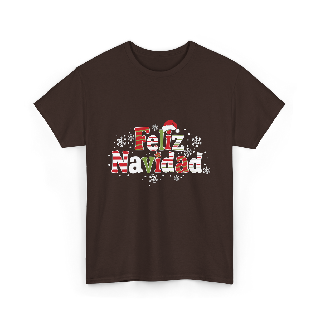 Feliz Navidad Christmas Celebration T-Shirt - Dark Chocolate