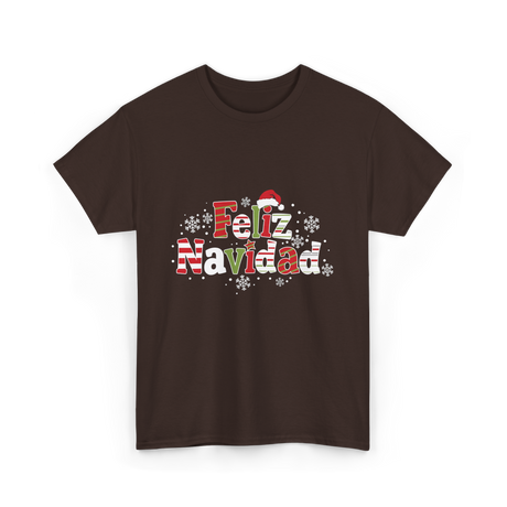 Feliz Navidad Christmas Celebration T-Shirt - Dark Chocolate