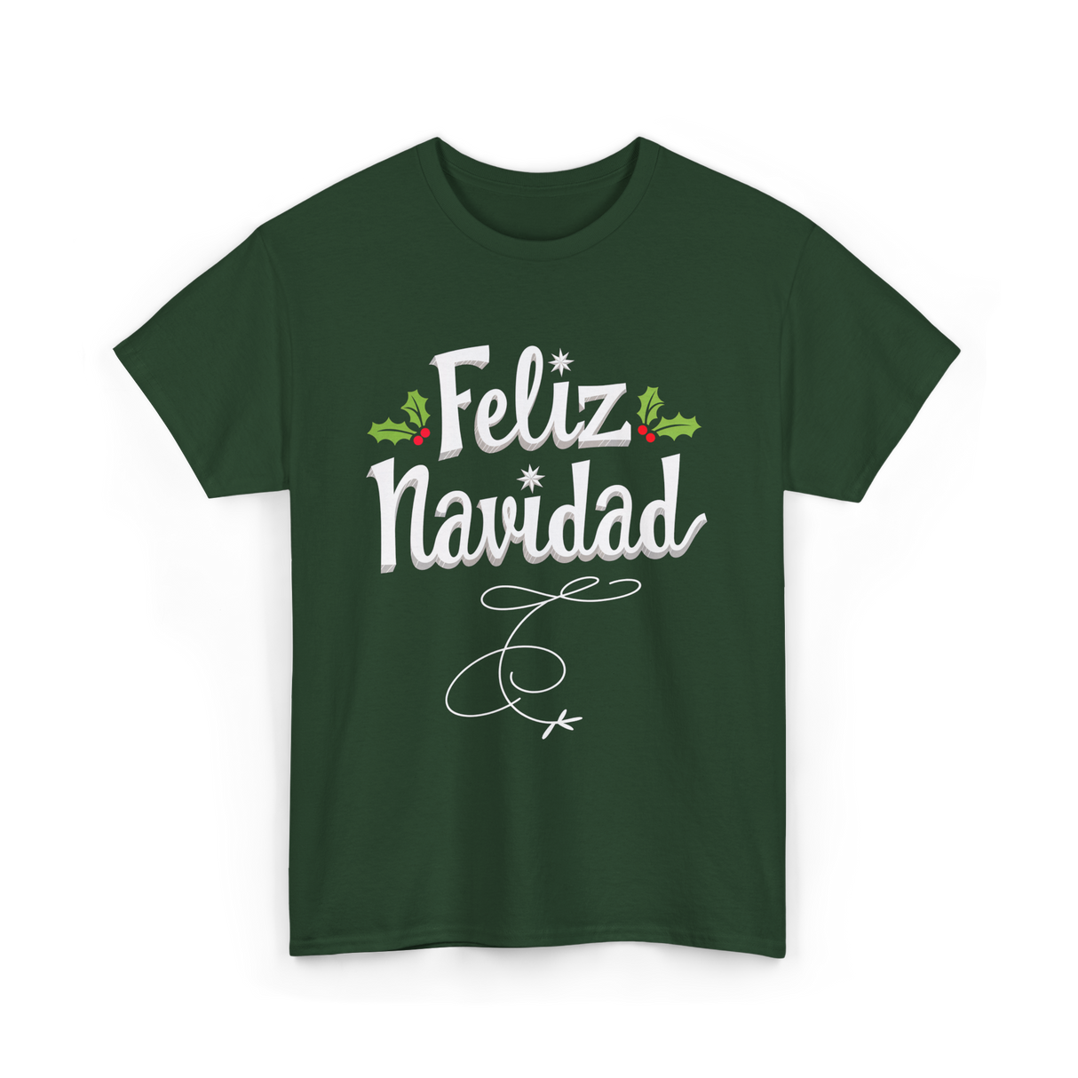 Feliz Navidad Christmas Holiday T-Shirt - Forest Green