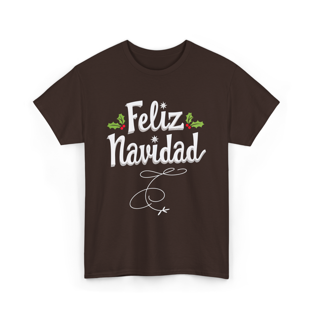 Feliz Navidad Christmas Holiday T-Shirt - Dark Chocolate