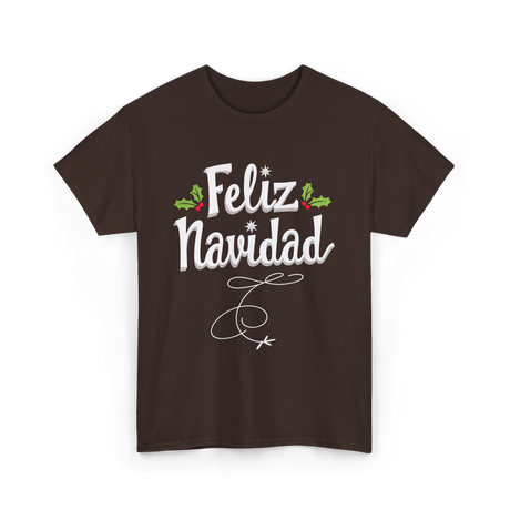 Feliz Navidad Christmas Holiday T-Shirt - Dark Chocolate