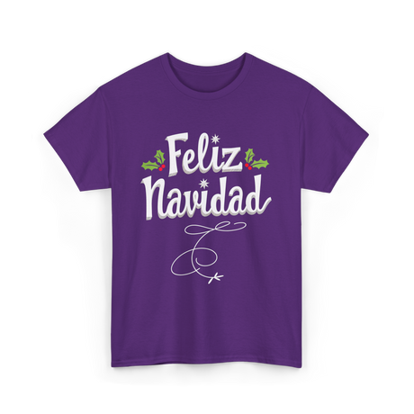 Feliz Navidad Christmas Holiday T-Shirt - Purple