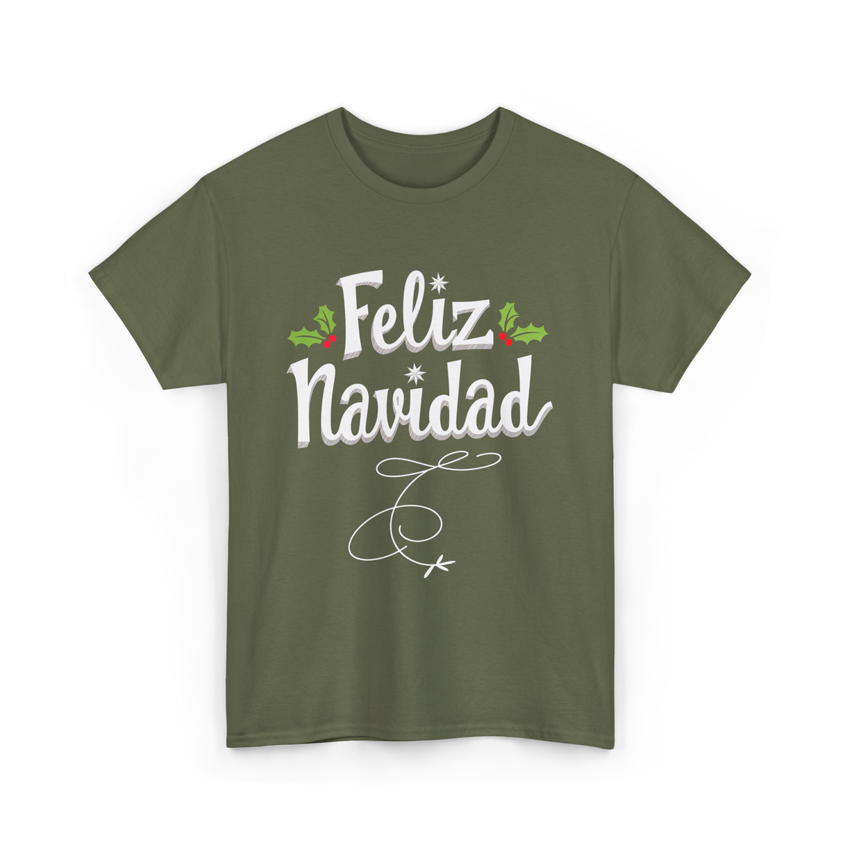 Feliz Navidad Christmas Holiday T-Shirt - Military Green