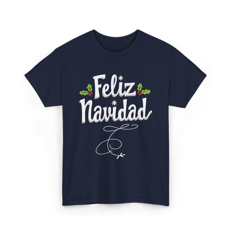 Feliz Navidad Christmas Holiday T-Shirt - Navy