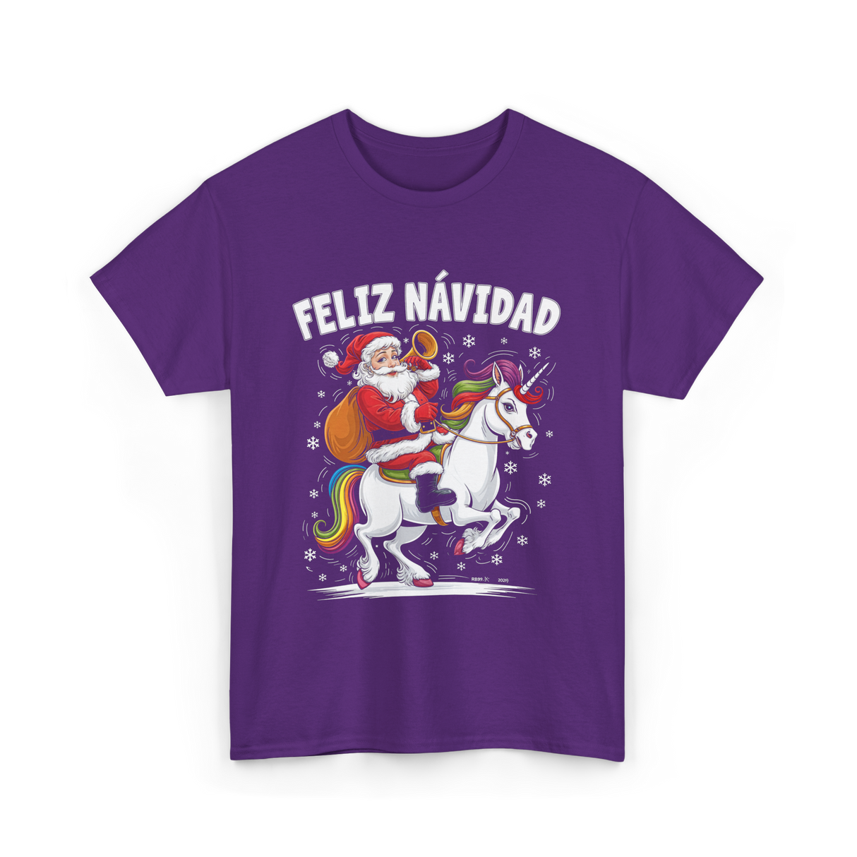 Feliz Navidad Christmas Santa Unicorn T-Shirt - Purple