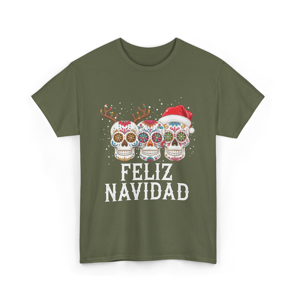 Feliz Navidad Christmas T-Shirt - Military Green