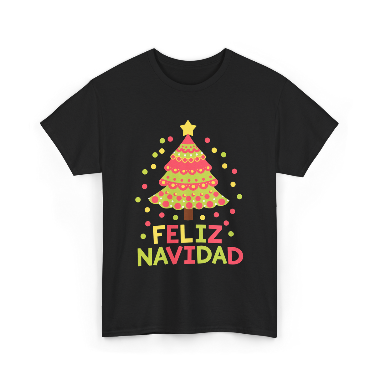 Feliz Navidad Christmas Tree T-Shirt - Black