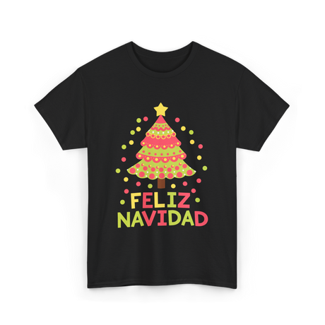 Feliz Navidad Christmas Tree T-Shirt - Black