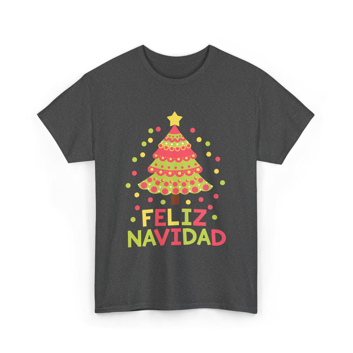 Feliz Navidad Christmas Tree T-Shirt - Dark Heather