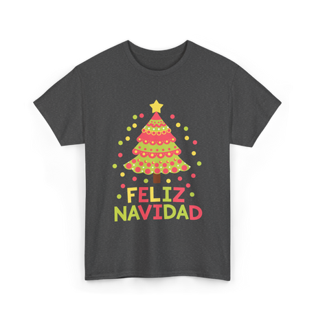 Feliz Navidad Christmas Tree T-Shirt - Dark Heather