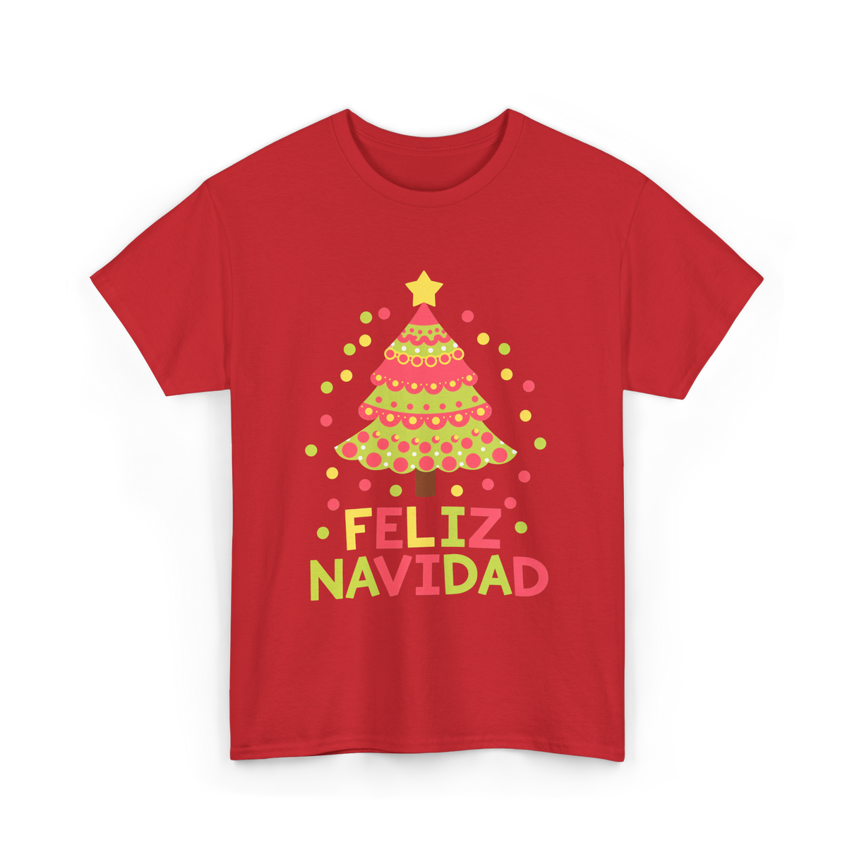 Feliz Navidad Christmas Tree T-Shirt - Red