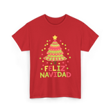 Feliz Navidad Christmas Tree T-Shirt - Red