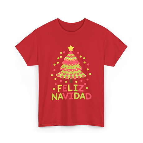 Feliz Navidad Christmas Tree T-Shirt - Red