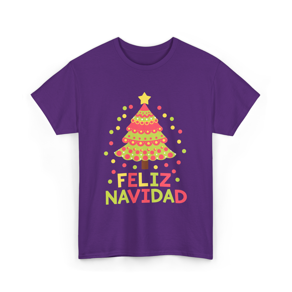 Feliz Navidad Christmas Tree T-Shirt - Purple