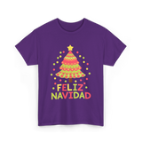 Feliz Navidad Christmas Tree T-Shirt - Purple