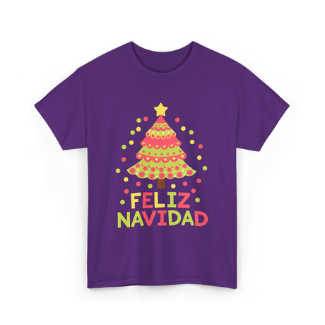 Feliz Navidad Christmas Tree T-Shirt - Purple