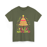 Feliz Navidad Christmas Tree T-Shirt - Military Green