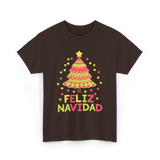 Feliz Navidad Christmas Tree T-Shirt - Dark Chocolate