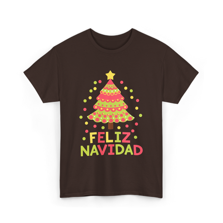 Feliz Navidad Christmas Tree T-Shirt - Dark Chocolate