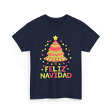 Feliz Navidad Christmas Tree T-Shirt - Navy