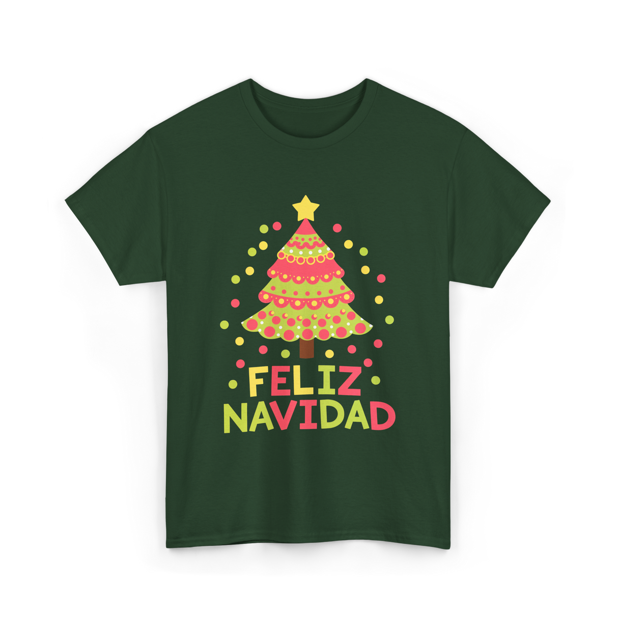 Feliz Navidad Christmas Tree T-Shirt - Forest Green