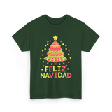 Feliz Navidad Christmas Tree T-Shirt - Forest Green