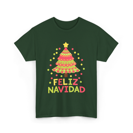 Feliz Navidad Christmas Tree T-Shirt - Forest Green