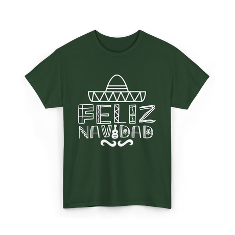 Feliz Navidad Mexican Culture T-Shirt - Forest Green