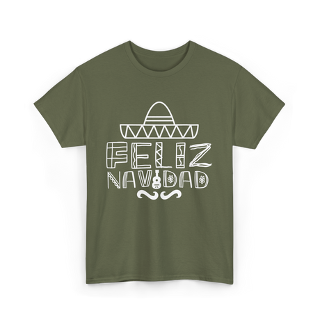 Feliz Navidad Mexican Culture T-Shirt - Military Green