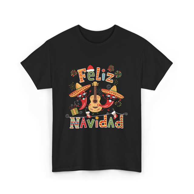 Feliz Navidad Mexican Fiesta T-Shirt - Black