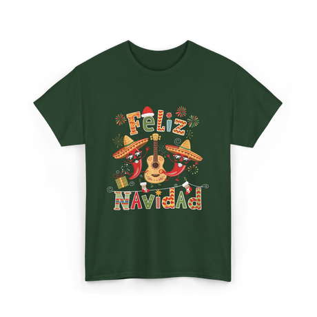 Feliz Navidad Mexican Fiesta T-Shirt - Forest Green