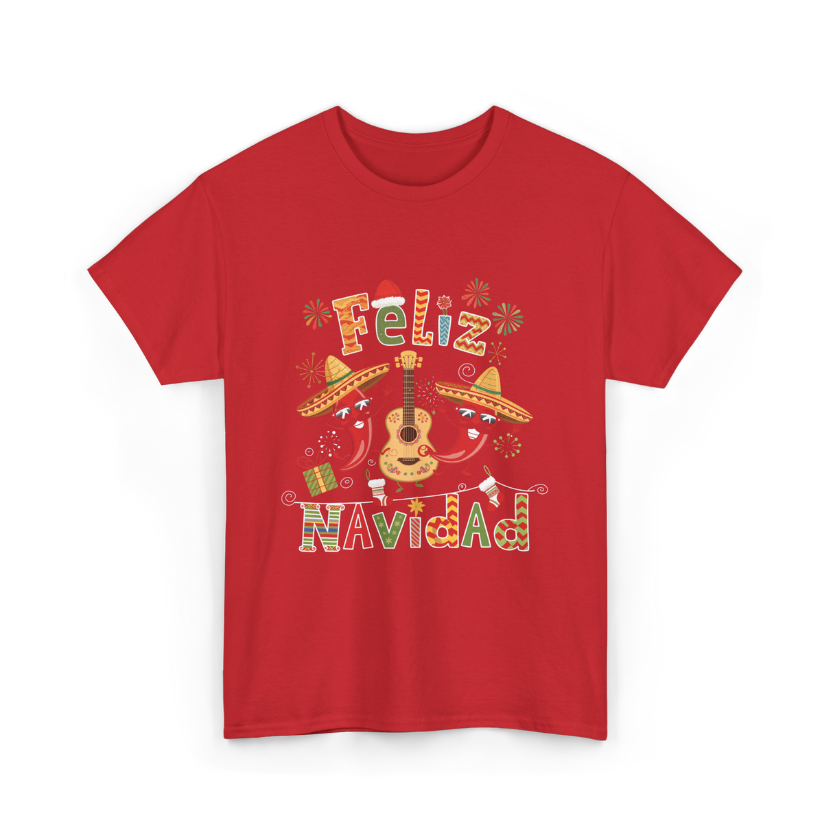 Feliz Navidad Mexican Fiesta T-Shirt - Red