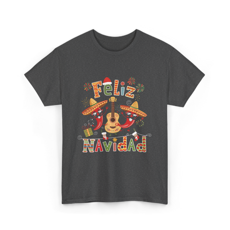 Feliz Navidad Mexican Fiesta T-Shirt - Dark Heather