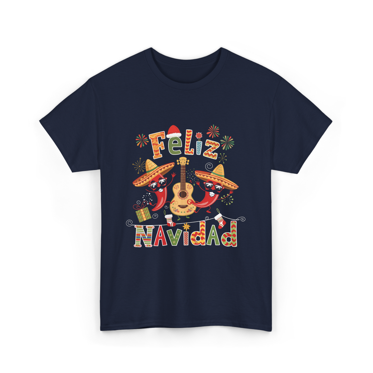 Feliz Navidad Mexican Fiesta T-Shirt - Navy