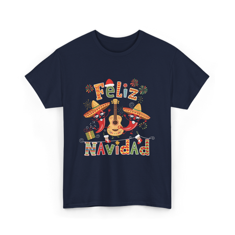 Feliz Navidad Mexican Fiesta T-Shirt - Navy