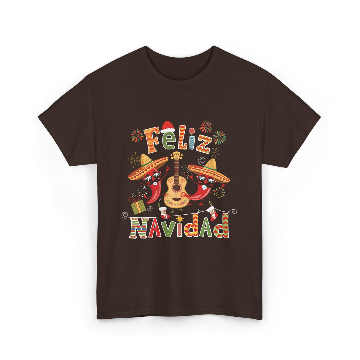 Feliz Navidad Mexican Fiesta T-Shirt - Dark Chocolate