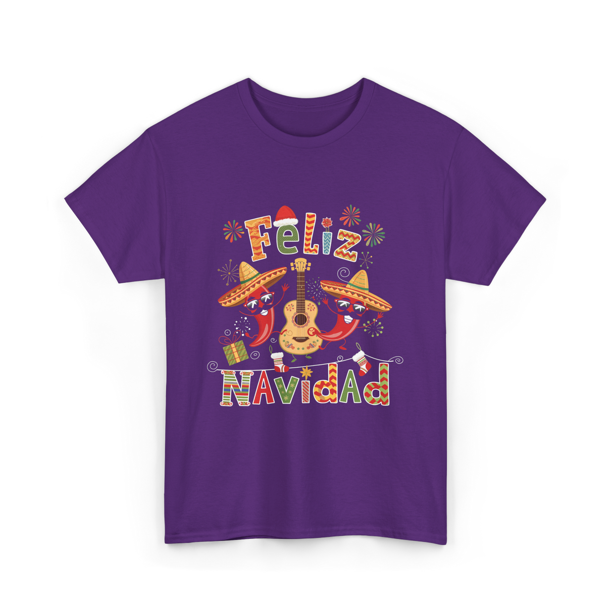 Feliz Navidad Mexican Fiesta T-Shirt - Purple