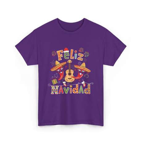 Feliz Navidad Mexican Fiesta T-Shirt - Purple