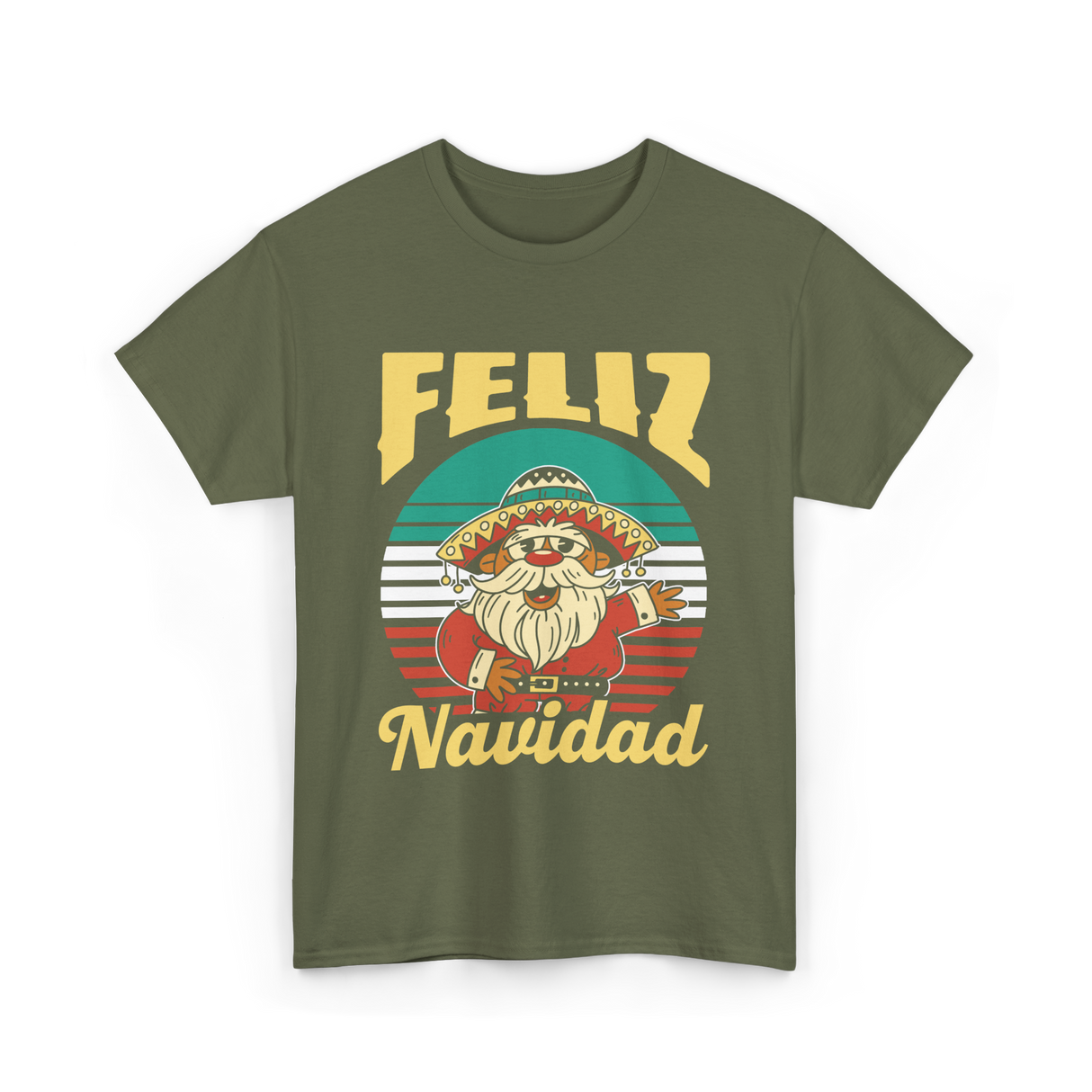 Feliz Navidad Mexico Christmas T-Shirt - Military Green