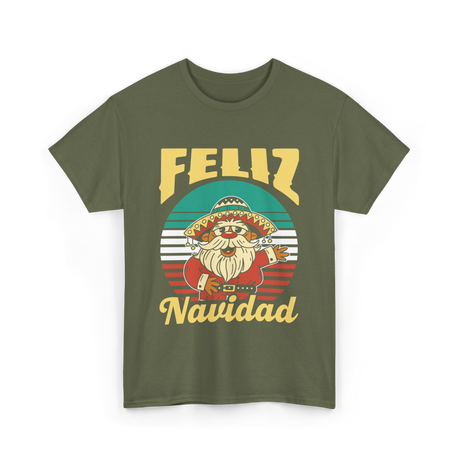 Feliz Navidad Mexico Christmas T-Shirt - Military Green