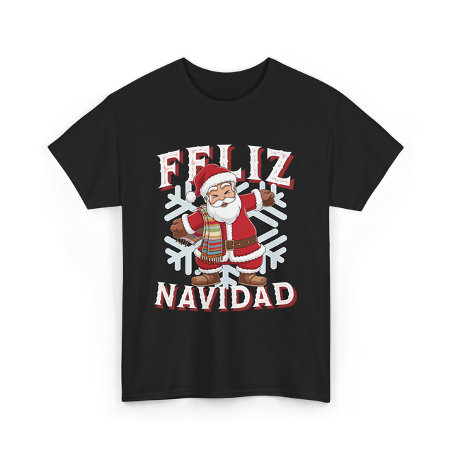 Feliz Navidad Santa Claus T-Shirt - Black