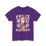 Feliz Navidad Santa Claus T-Shirt - Purple