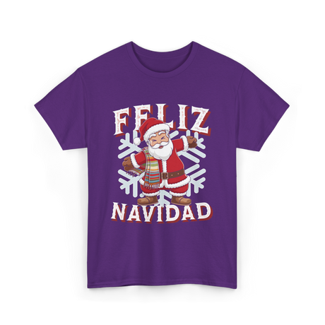 Feliz Navidad Santa Claus T-Shirt - Purple